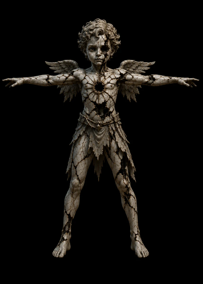 Mixamo-ready 3D character preview of Broken Cherub
