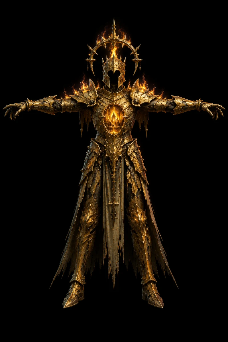 Mixamo-ready 3D character preview of Burning Reliquary