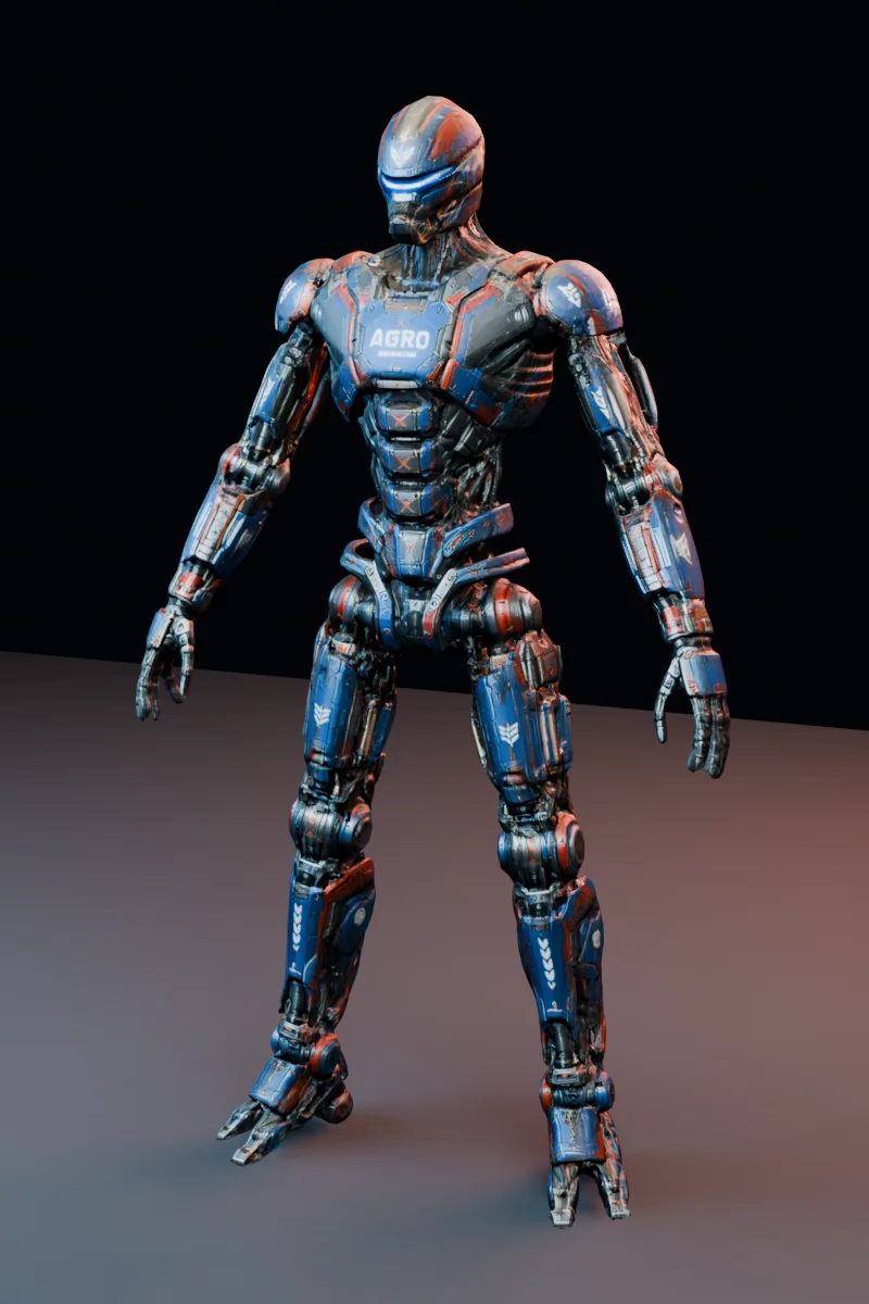 Mixamo-ready 3D robot character preview of Cap