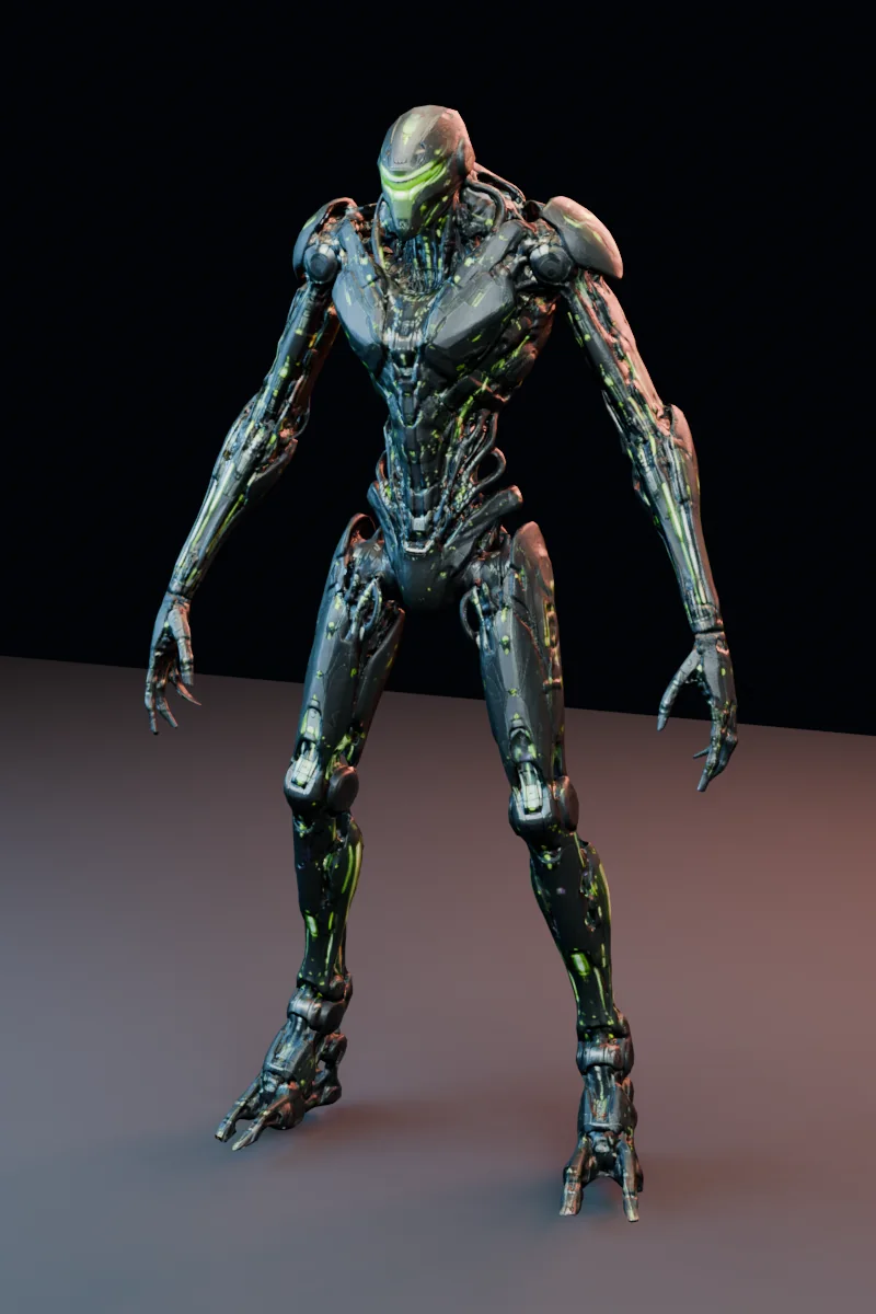 Mixamo-ready 3D robot character preview of Syfon
